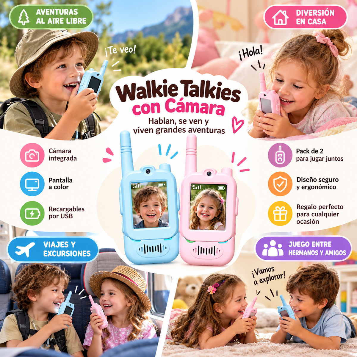Walkie Talkie Infantil con Cámara