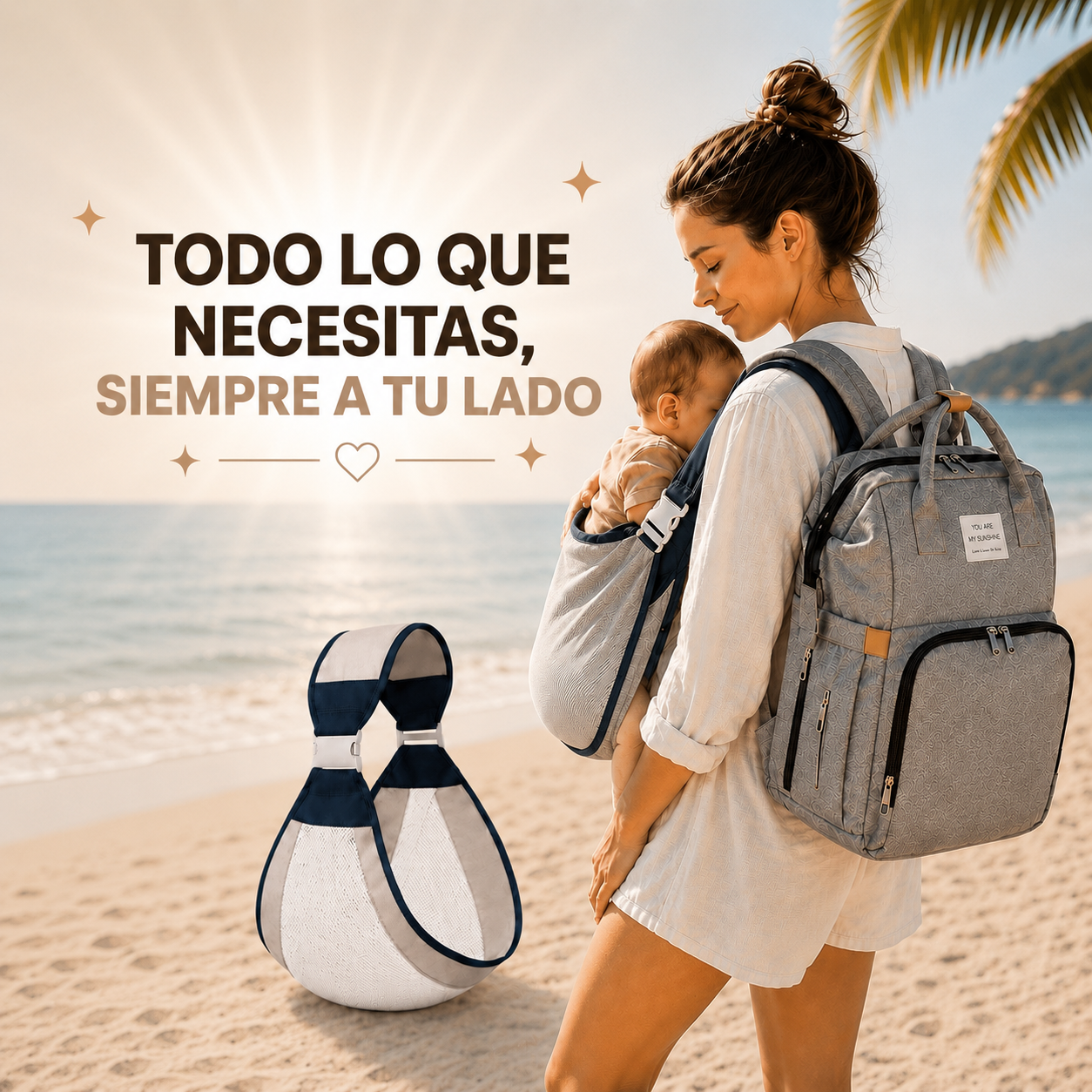 “Todo lo que necesitas para salir con tu bebé, en una sola mochila.”