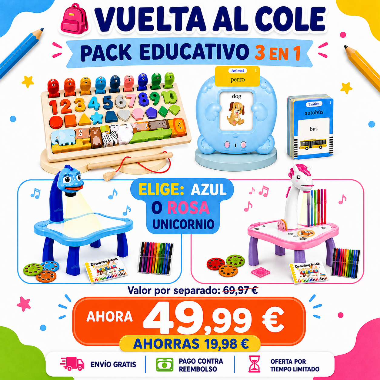 ✏️Vuelta al Cole-Pack Educativo 3 en 1