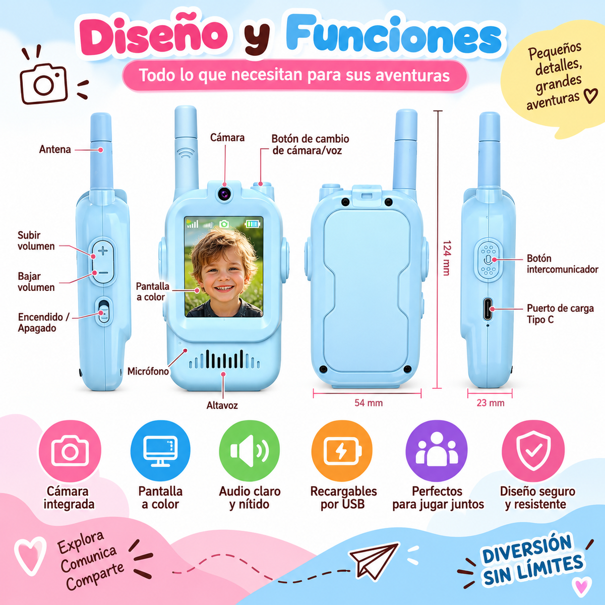 Walkie Talkie Infantil con Cámara