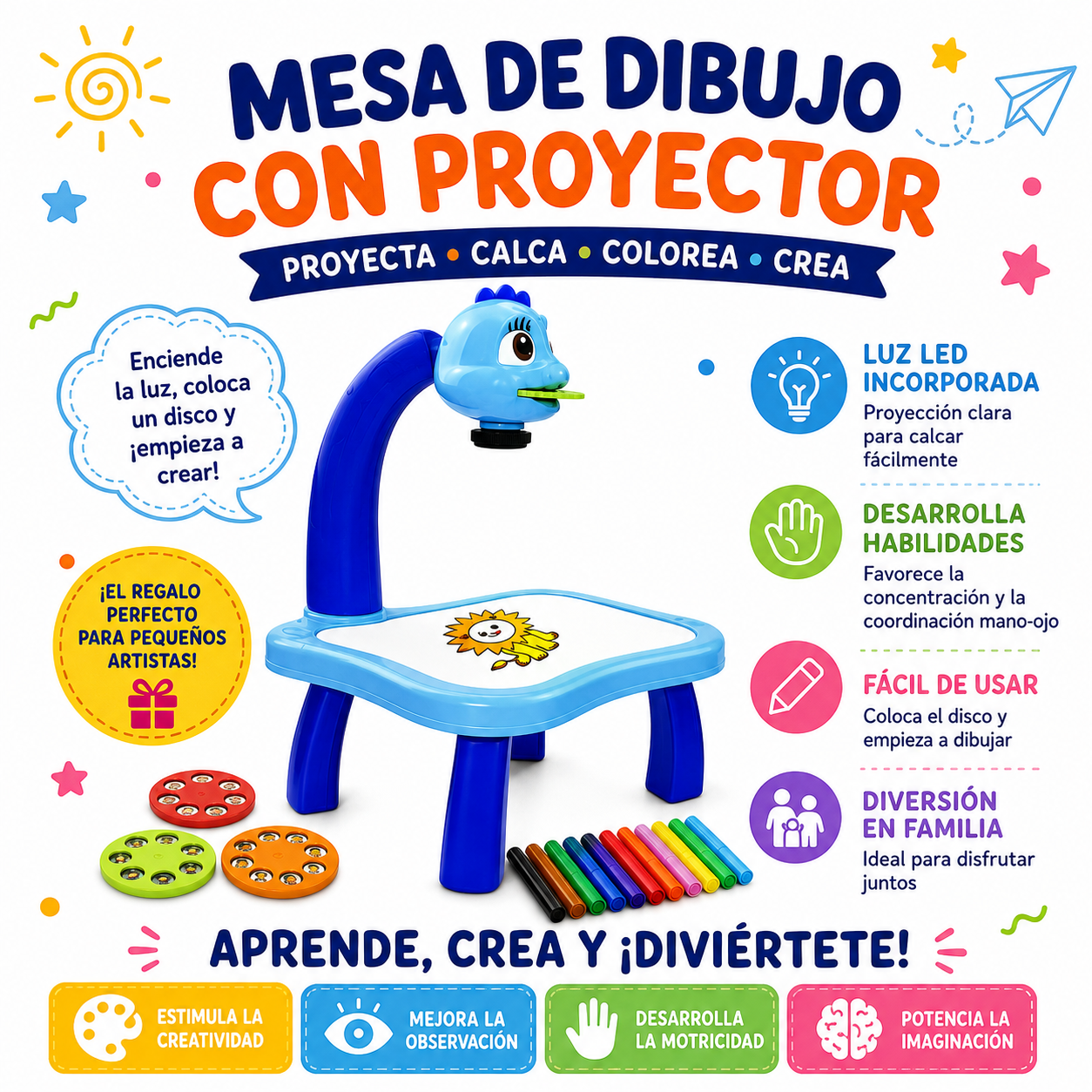 Secretária de aprendizagem para crianças (azul)