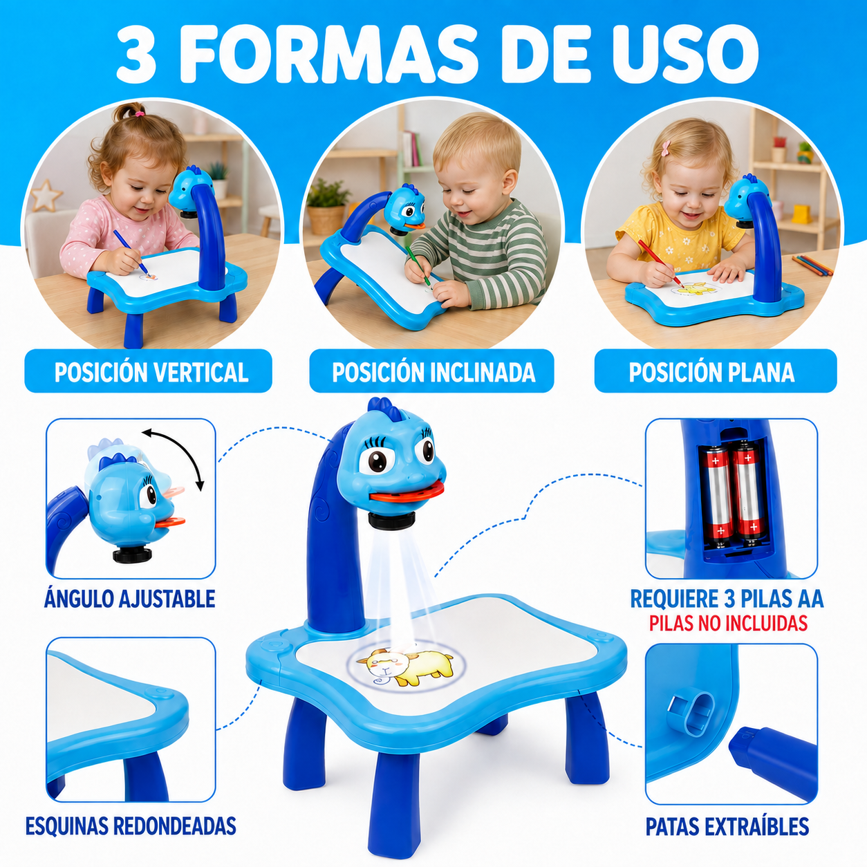Secretária de aprendizagem para crianças (azul)