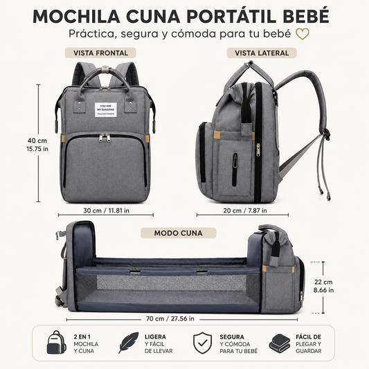 Mochila 3 en 1 Cambiador y Cuna Portátil